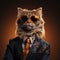 Siberian Cat In Suit: Hyperrealistic 3d Artwork With Groovy Style