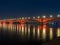 Siberian city of Krasnoyarsk. Night view of the Communal Bridge