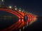 Siberian city of Krasnoyarsk. Night view of the Communal Bridge