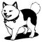 Siberian Husky. Black and white graphics. Logo design for use in graphics.