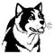 Siberian Husky. Black and white graphics. Logo design for use in graphics.