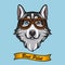 Siberian husky dog pilot. Aviators glasses. Pilot glasses. Vector.