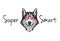 Siberian Husky geek. Smart glasses. Super smart inscription. Red Eyeglasses. Vector