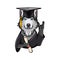 Siberian Husky Graduate. Rock gesture, Horns. Graduation cap hat diploma. Dog. Vector.