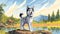 Siberian Husky Puppy: Comic Art Inspired Nostalgic Children\\\'s Book Illustration