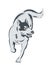 Siberian Husky Running Front View High Angle Retro Woodcut Style