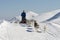 Siberian husky sleddog in Alps. Nockberge-longtrail