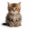 Siberian kitten sitting on a white background