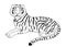 The Siberian tiger rests majestically in the snow. Coloring book.