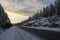 Siberian track at dawn
