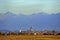 Sibiu city and Fagaras mountain in background