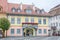 Sibiu, Romania: Detail of houses situated near downtown of the city. Roof with colored windows