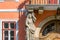 Sibiu, Romania - House with Caryatides - Beautiful house with identical statues and a balcony on a sunny summer day in Sibiu,