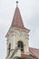 Sibiu, Romania: The Reformed Church, detail of the tower.