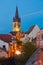 Sibiu streets with cathedral in night