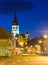 Sibiu streets and Cathedral in twilight