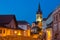 Sibiu streets and Cathedral in twilight