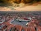 Sibiu Transylvania Romania aerial view at sunset