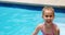 Sibling enjoying in swimming pool