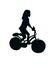 A sibling girl riding bcycle, silhouette vector