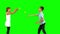 Siblings playing with tennis balls on green screen