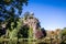 Sibyl temple and lake in Buttes-Chaumont Park, Paris