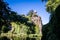 Sibyl temple and lake in Buttes-Chaumont Park, Paris