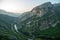 Sicevac gorge. Wonderful nature from a bird\\\'s eye view. Before sunrise. Old dam on the Nisava