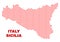 Sicilia Map - Mosaic of Heart Hearts