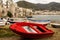 Sicilian fishing boat on the beach in Cefalu, Sicily