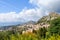 Sicilian lanscape with mountains and buildings