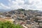 Sicilian milazzo city landscape with tipically houses in sunny day viewed from a balcony