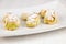 Sicilian pastry on white rectangular dish