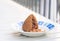 Sicilian snack, fried ball of rice arancino on a plate, tipical street food of Sicily