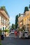 Sicily, Taormina, Italy - 28 September 2023. Tourists in the main street Corso umberto in Taormina. City views, facades,