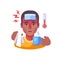 Sick African American man drinking tea flat illustration. Guy having flu symptoms. Infectious disease concept