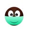 Sick african emoticon in a medical bandage on the mouth against bacteria. Dangerous spread of coronavirus on a white background.