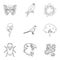 Sick animal icons set, outline style