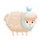 Sick baby animal. Sad sheep with bandage on its head suffering from toothache cartoon vector illustration