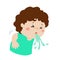 Sick boy vomiting cartoon .