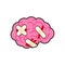 Sick brain with bandages. Wounded brains with plaster
