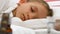 Sick Child Sleeping in Bed, Suffering Ill Kid Sleeping in Hospital Medicine Pill