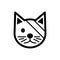 Sick cute cat simple vector icon. Black and white illustration of catvwith Bandaged eye. Outline linear veterinary icon.
