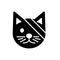 Sick cute cat simple vector icon. Black and white illustration of catvwith Bandaged eye. Solid linear veterinary icon.