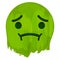 Sick Disgusted Emotion Face on green paint vector illustration.