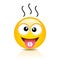 Sick emoticon with fever taking tablet