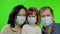 Sick family mother, father and daughter in medical mask. concept