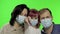 Sick family mother, father and daughter in medical mask. concept