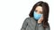 Sick flu sad young woman in medical face mask 3D