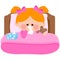 Sick girl in bed. Vector illustration